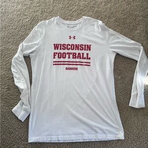 Under Armour White Long Sleeve Wisconsin Football Tee